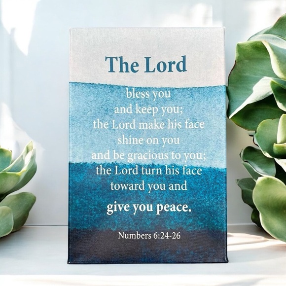 Blessing Blue Bible Verse Wall Art, 8x12, Numbers 6:24-26 - Picture 1 of 5